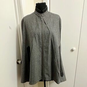 DKNY Grey Wool Poncho Cape Jacket